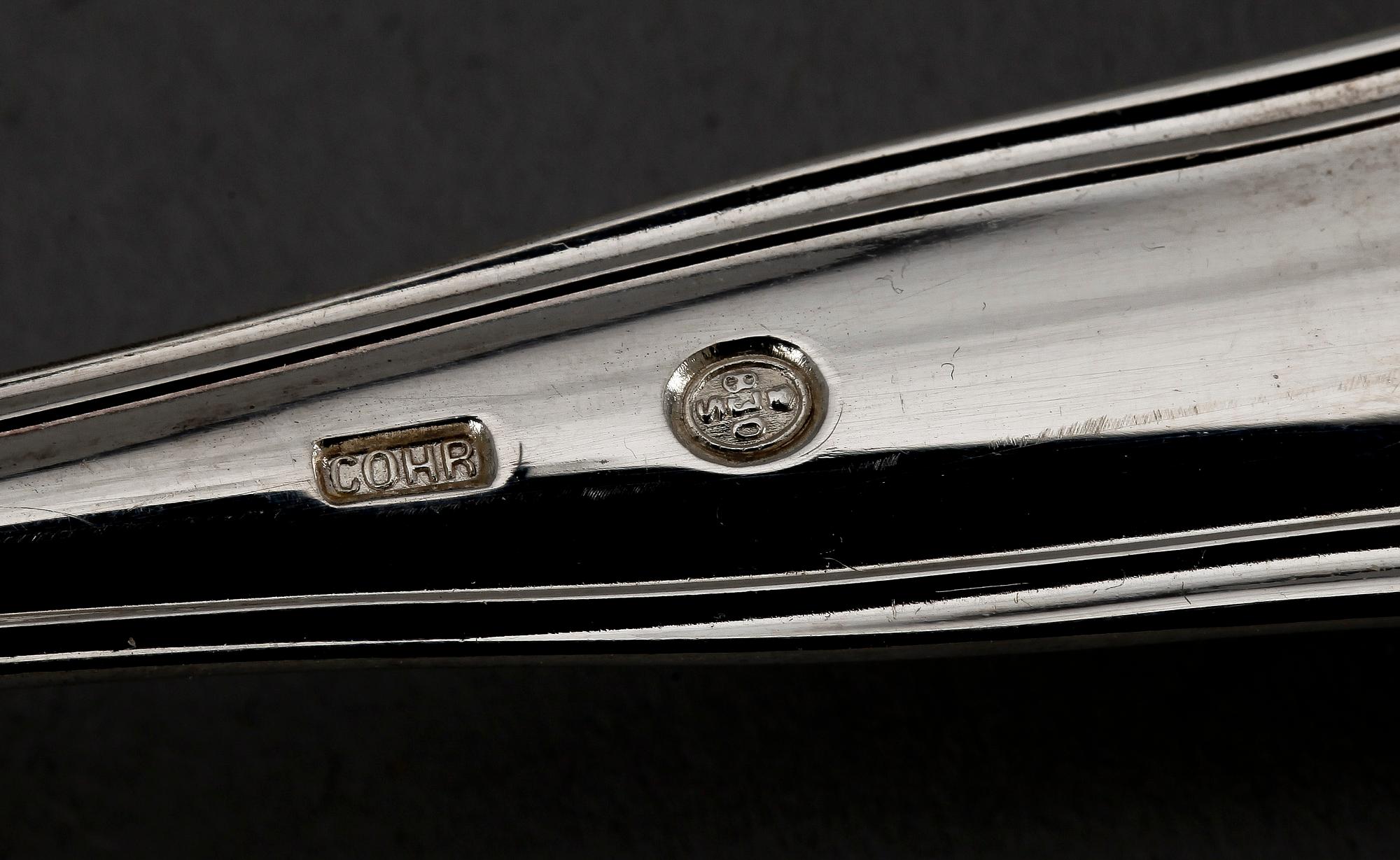 BESTICK, 137 delar, silver, modell "Sachsisk", Cohr, 1900-talets andra hälft. Vikt utan knivar ca  3190 gr.