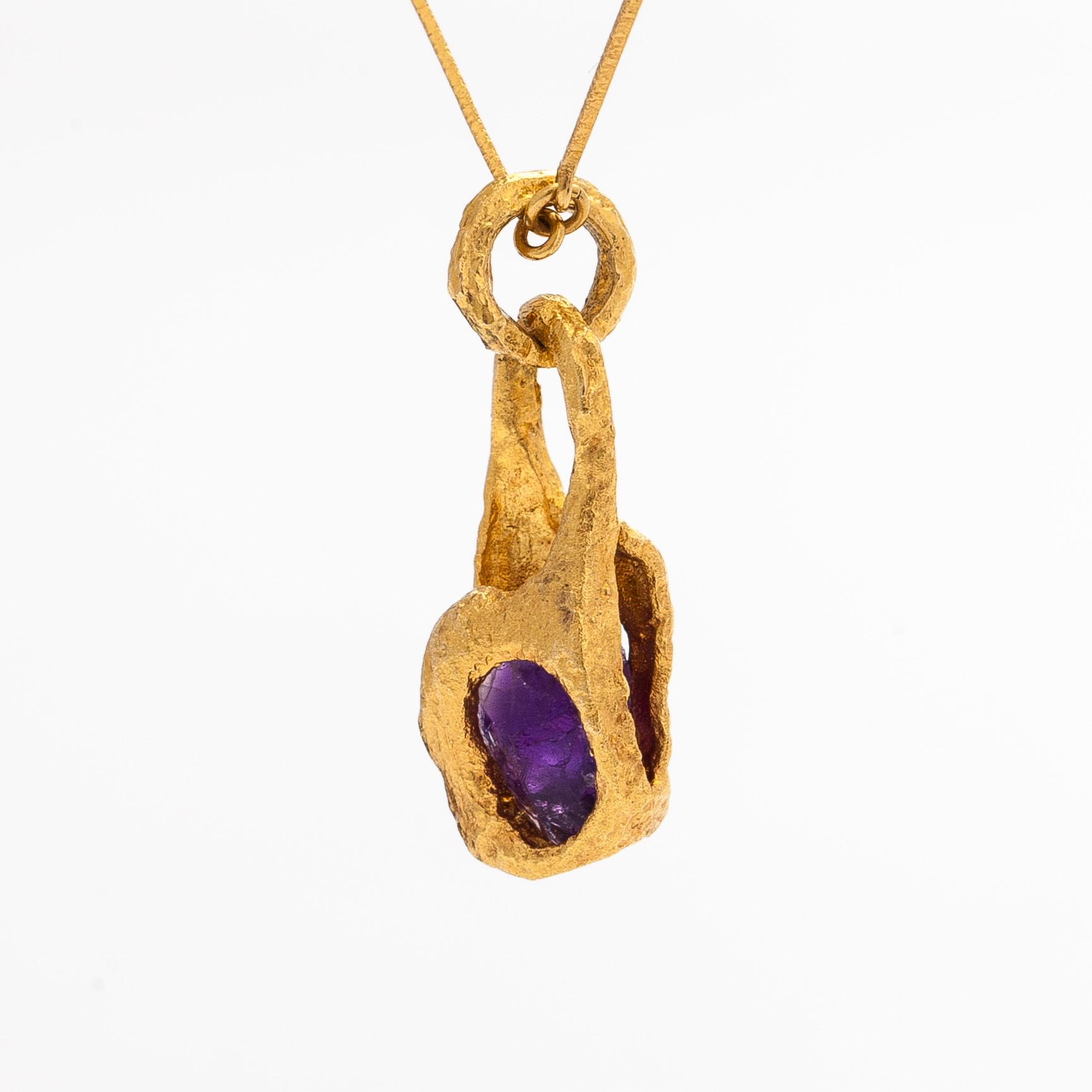 Björn Weckström, an 18K gold necklace, 'Reindeer Bell', with an amethyst for Lapponia.