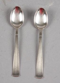 KAFFESKEDAR, 6 st, silver, "Rosenholm" G.A.B, 1970. Tot 96 gr.