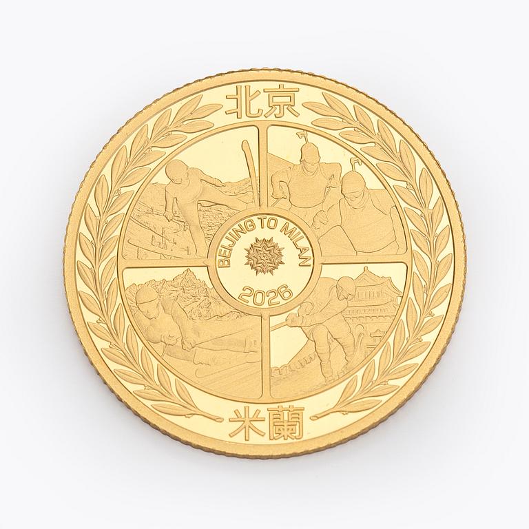 Coin, Ten dollars, Beijing to Milan, 2026, gold 99,9%.