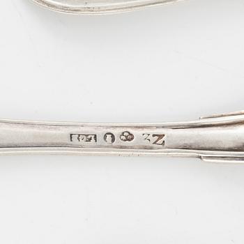 Bestick, 24 st, silver, olika modeller, bl.a. Emanuel Forssman, Växjö, 1855.