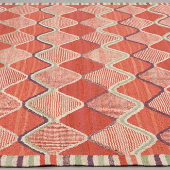 Barbro Nilsson, A CARPET, "Rödspättan", flat weave, ca 313 x 204 cm, signed AB MMF BN.