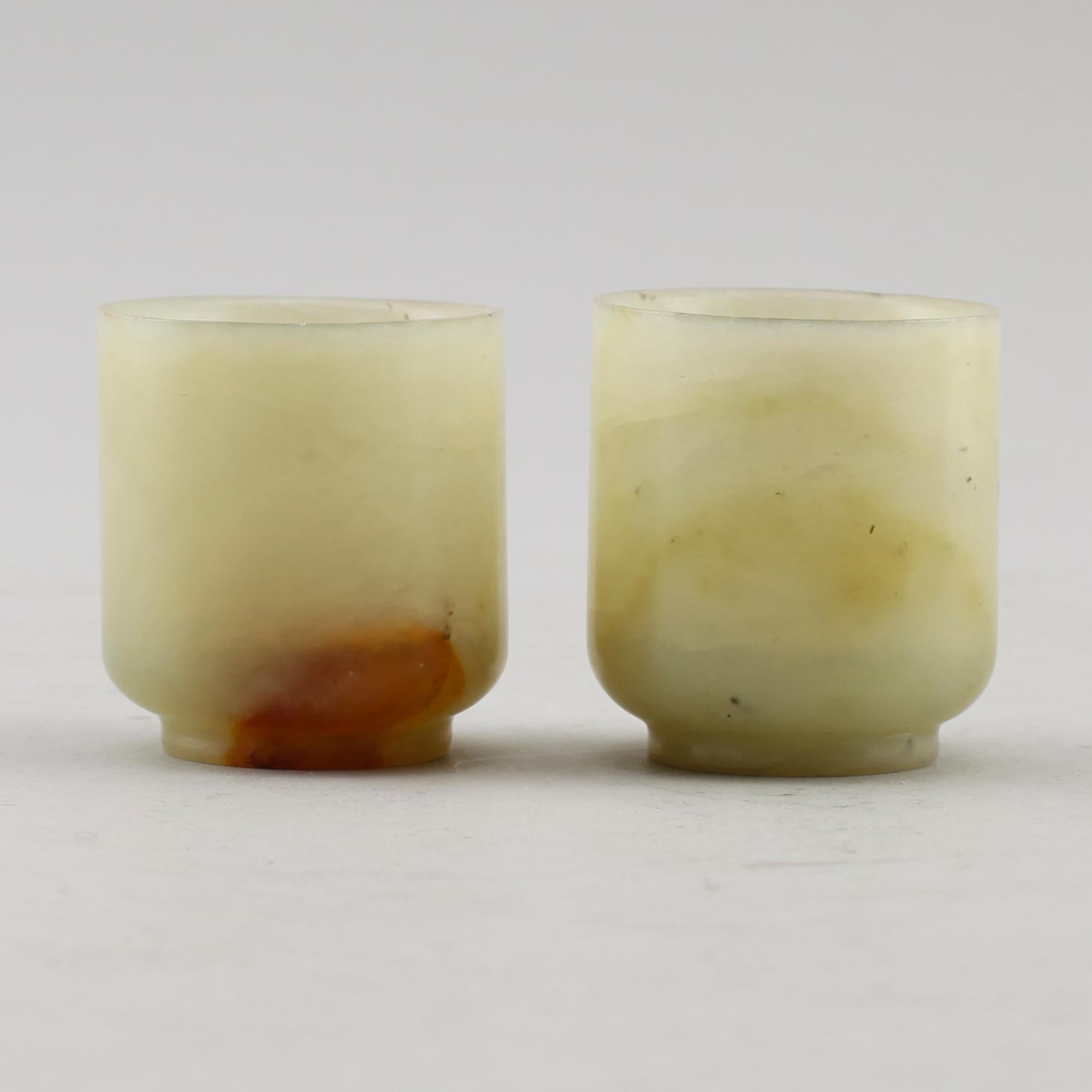 KOPPAR, 2 st, nefrit, Kina, sannolikt 1900-tal.