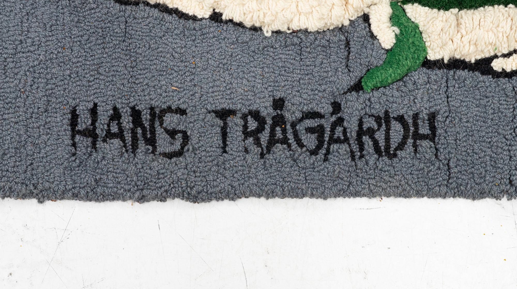 Hans Trädgårdh, tuftad tapet, "Åskådarna", ca 225 x 820 cm, signerad.