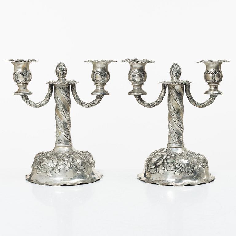 Kandelabrar, ett par, silver, barockstil, Tyskland 1900-tal.