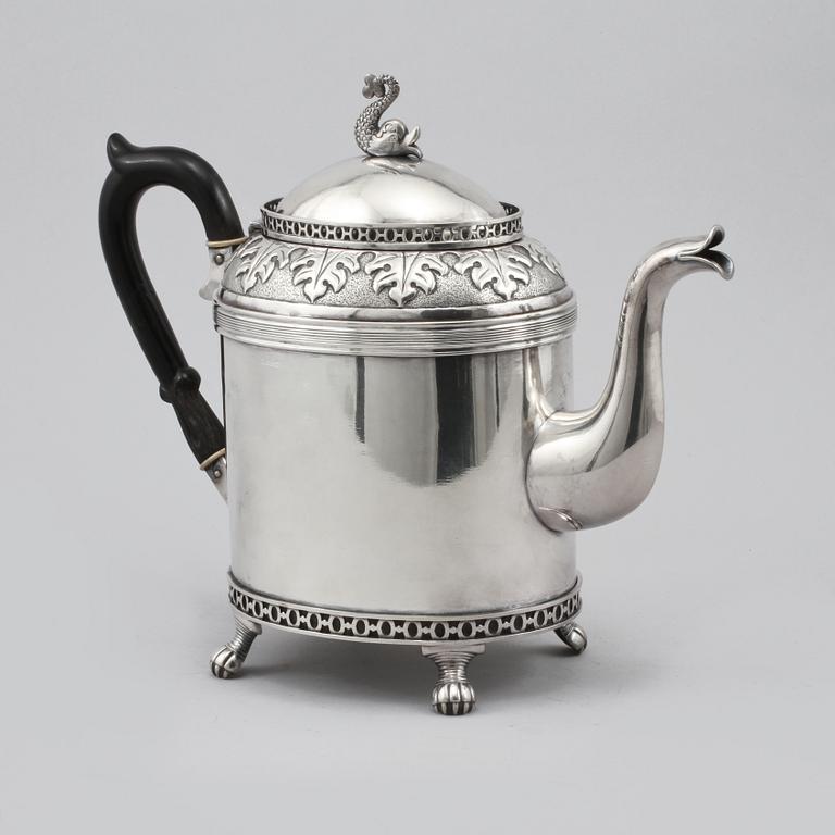 TEKANNA, nysilver, Carl Andreas Kjernås, Göteborg, omkring sekelskiftet 1900.