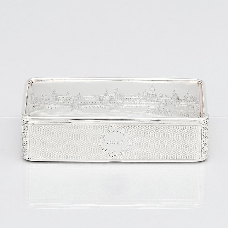 A russian silver box, unclear makers mark, assay master Victor Savinkov, Moscow, Russia, 1869.