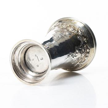 A Danish silver beaker, assay marks of both Peter Nicolai von Haven (1729–1749) and Frederik Fabritius (1787–1823).