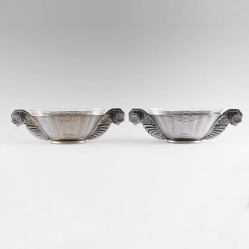 JARDINÄRER, 1 par, kromad metall, art déco, Frankrike, 1900-talets första hälft.