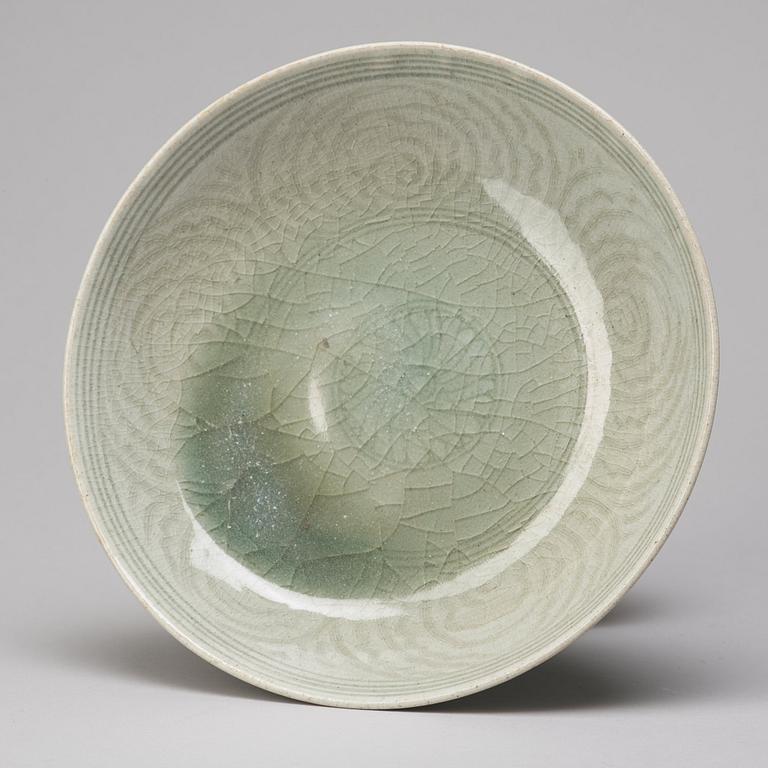 A celadon glazed tazza, Sawankhalok, 15th /16th Century.