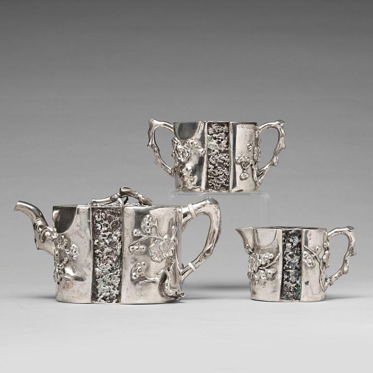 TESERVIS, tre delar, silver. Wang Hing & Co, tidigt 1900-tal.