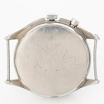 Lemania, Tg 195, "Three Crowns", chronograph, wristwatch, 40 mm.