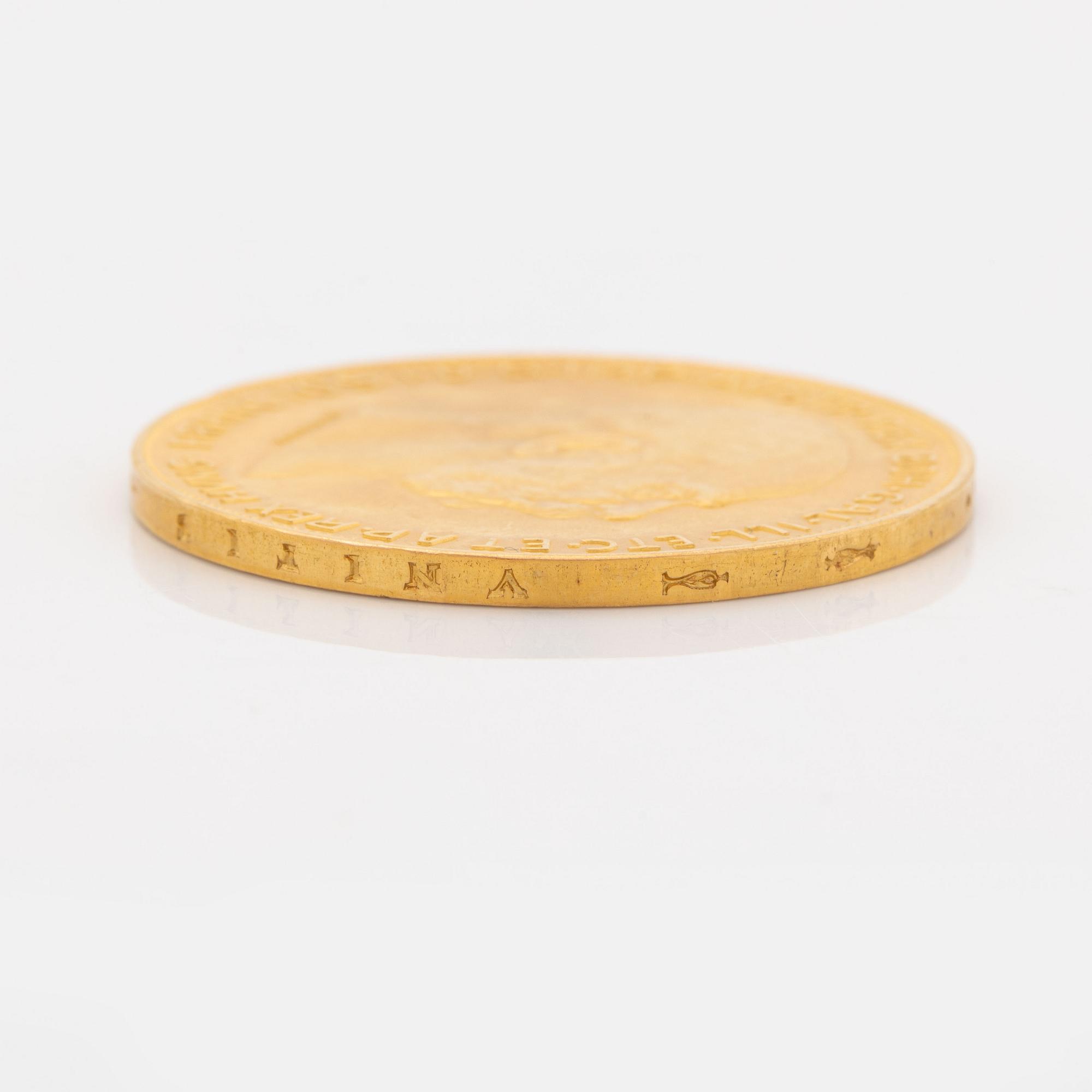 An Austrian gold coin, re-strike 100 Corona 1915.