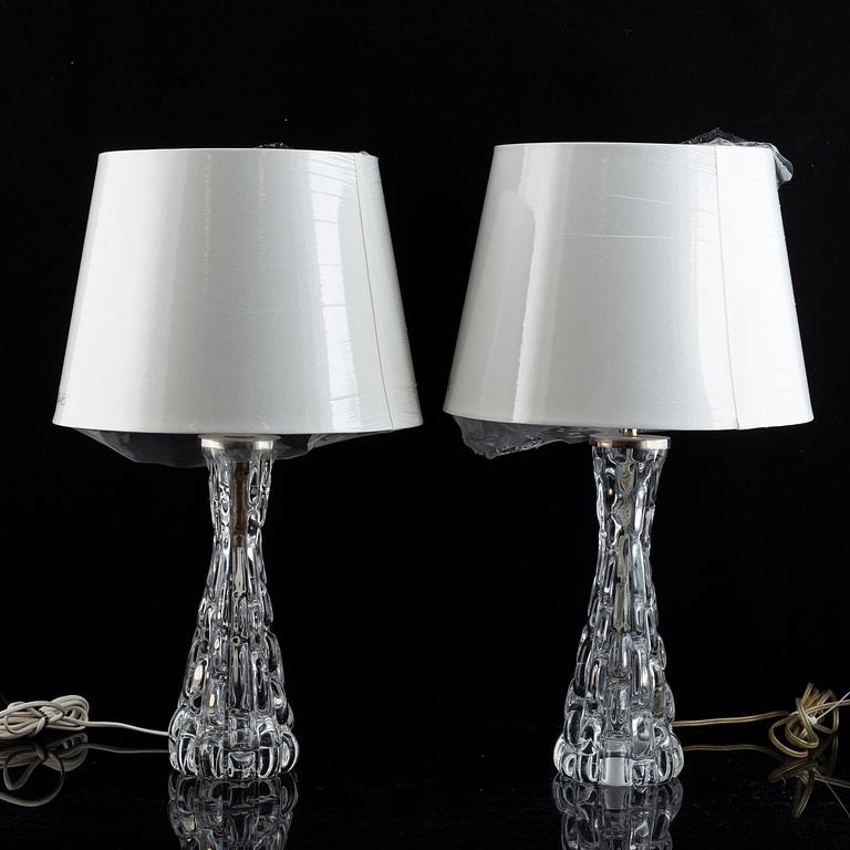 Carl Fagerlund, bordslampor, ett par, glas, Orrefors.