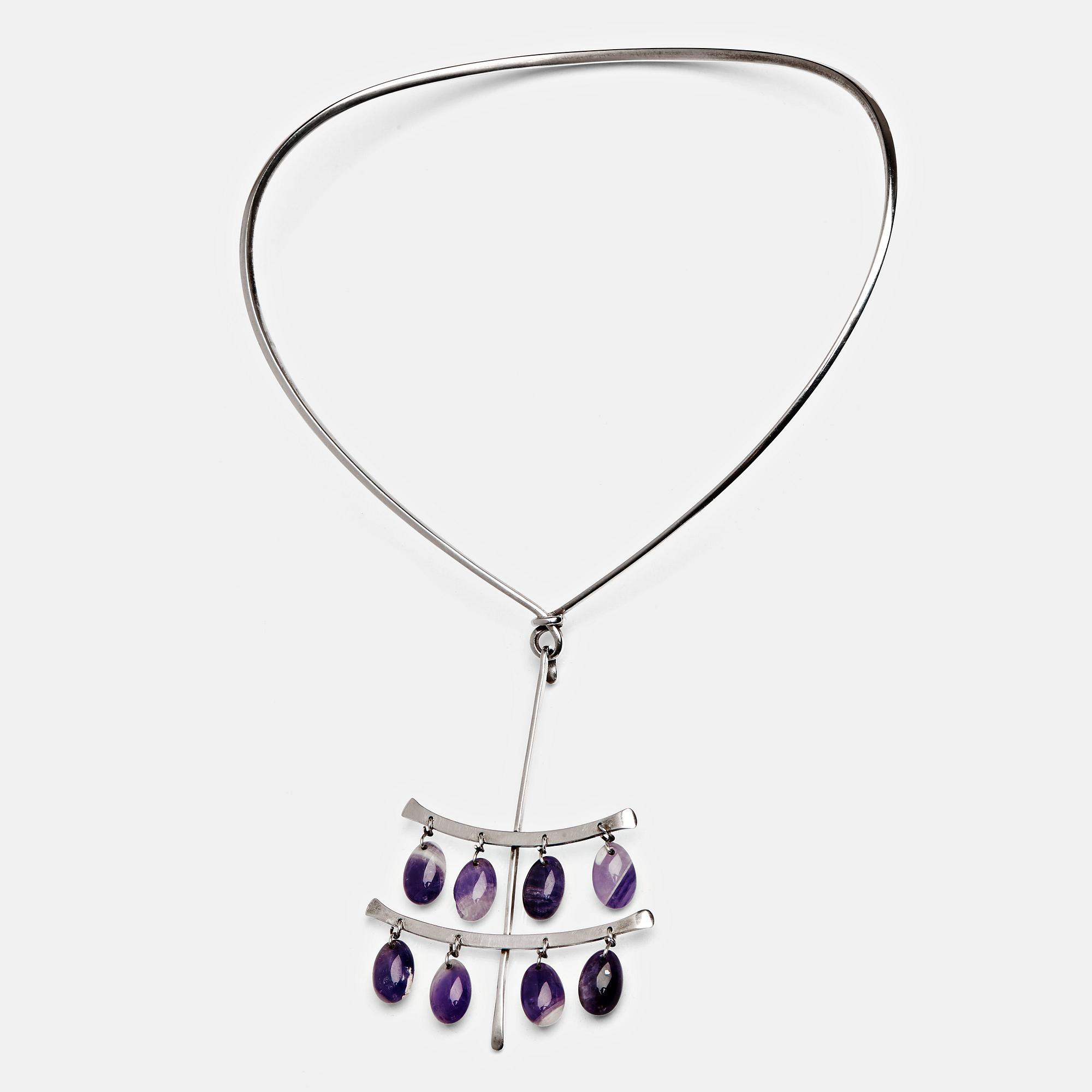 Vivianna Torun Bülow-Hübe, a sterling and amethyst necklace, Georg Jensen, Denmark, design nr 167 and 136.