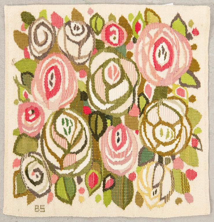 Barbro Sprinchorn, tapestry "The Roses" signed AB MMF and BS tapestry variant, approximately 46x45 cm.