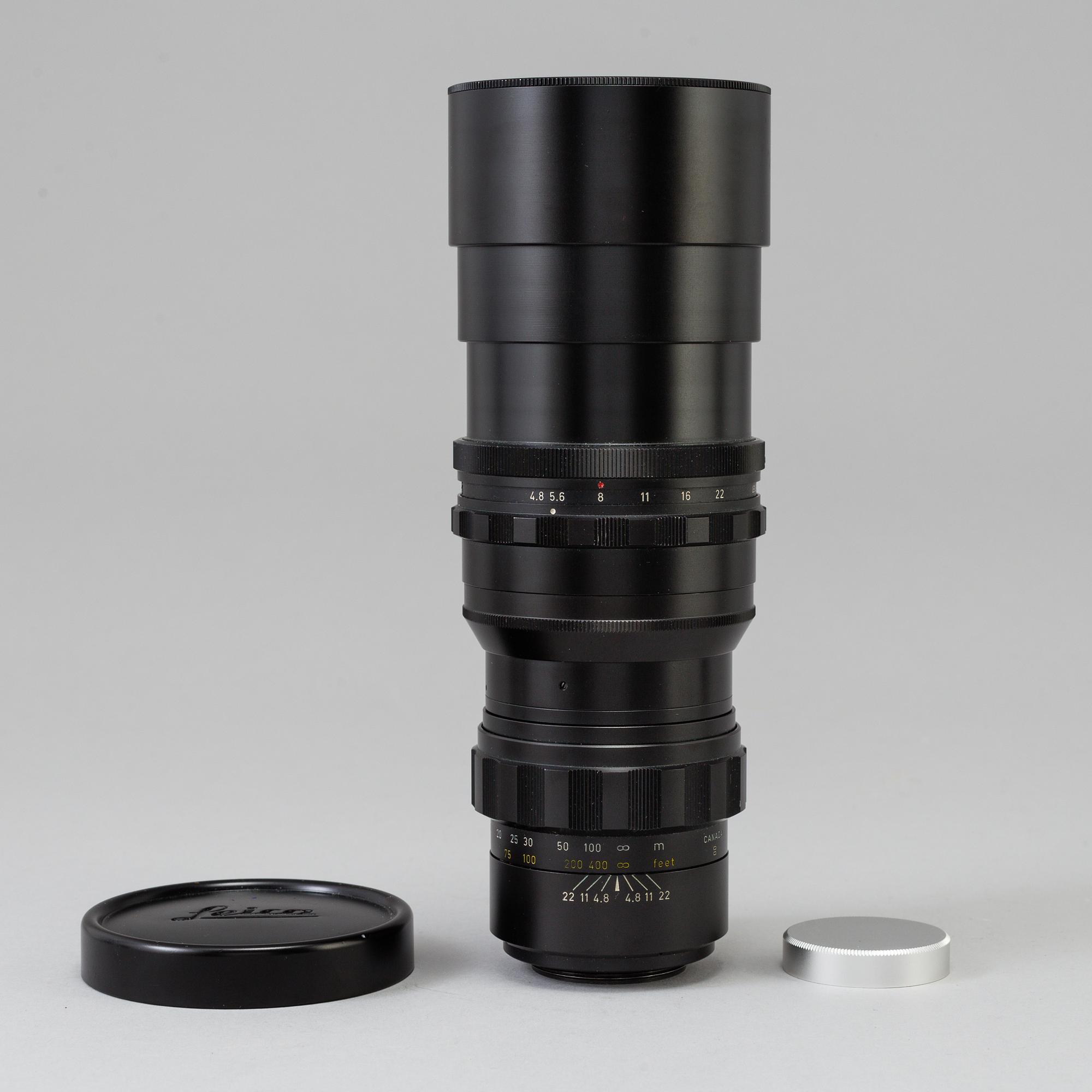 A black Leica Telyt 1:4,8/280 lens no 2298867, Leitz Canada.