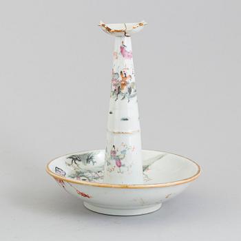 A 20th century Chinese porcelain  candle holder.