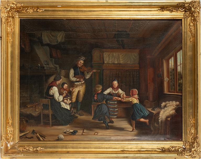 Amalia Lindegren, kopia efter, "Söndagsafton i en dalstuga".