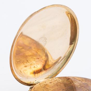 Omega, pocket watch, hunter, 14K gold, 51.5 mm.