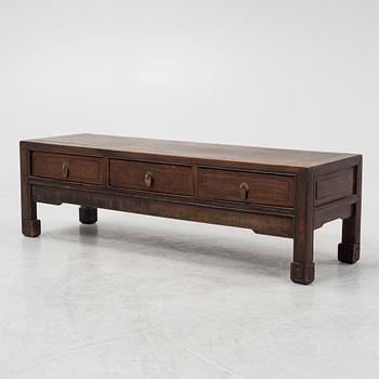 A chinese hardwood bench/low table with drawers, late Qing dynasty/early 20th Century.