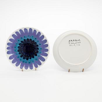 Hilkka-Liisa Ahola, a ceramic serving dish and ten side plates, signed HLA, Arabia Finland.