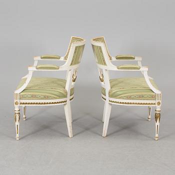 A PAIR OF ARMCHAIRS, gustavian style, mid 1900s.