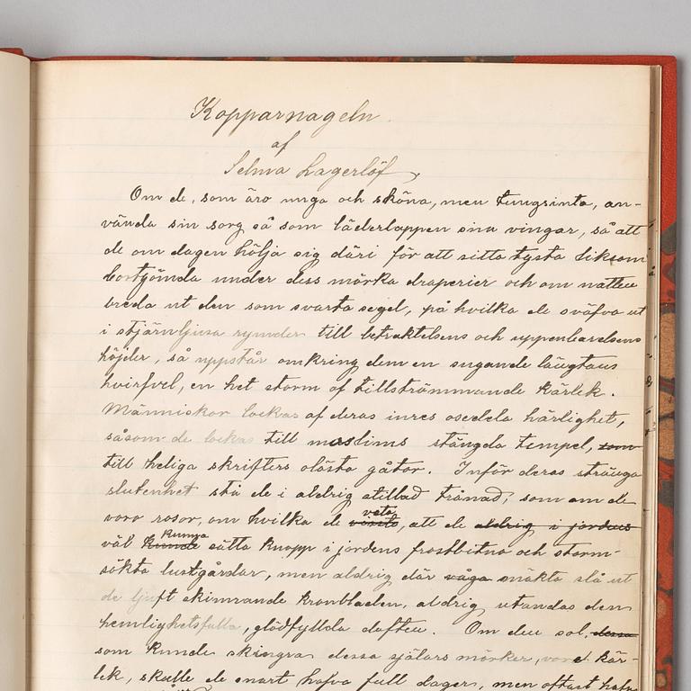 MANUSCRIPT, original by Selma Lagerlöf (1858-1940), "Kopparnageln".