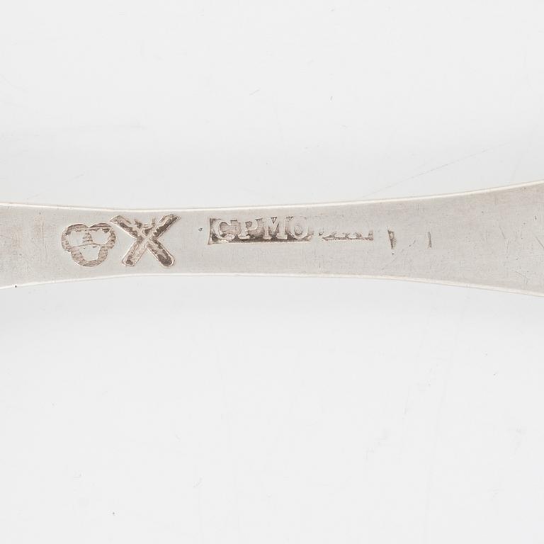 A set of Swedish Silver Table Spoons, including Petter Davidsson, Norrköping 1769 (8 pieces).