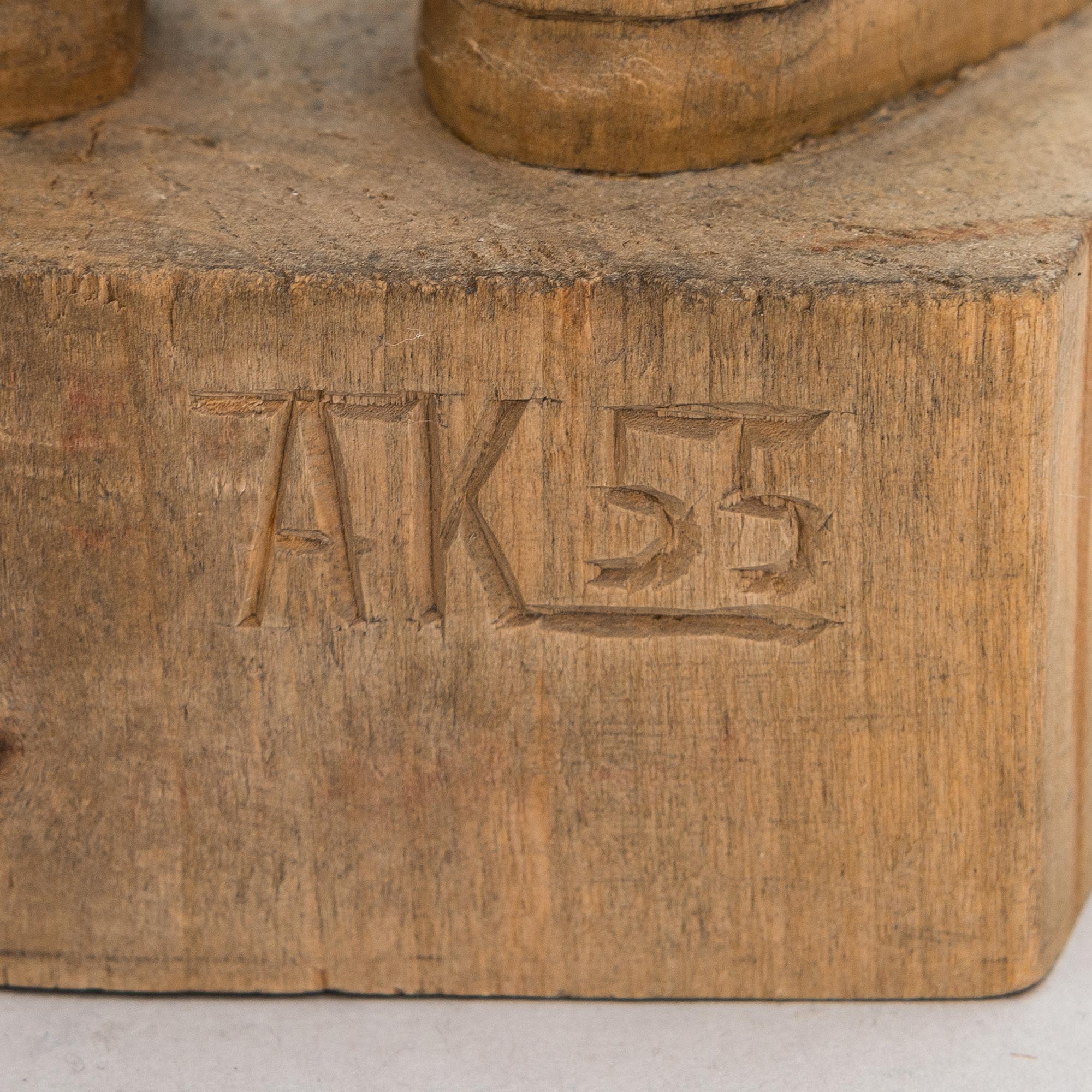 Albin Kaasinen, two wooden sculptures, one signed and dated -55.
