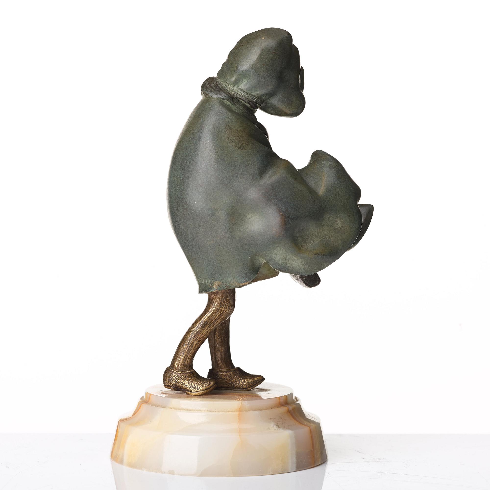 Demetre Chiparus, a "Hooded cloak" patinated bronze and ivory sculpture, Paris 1920's.