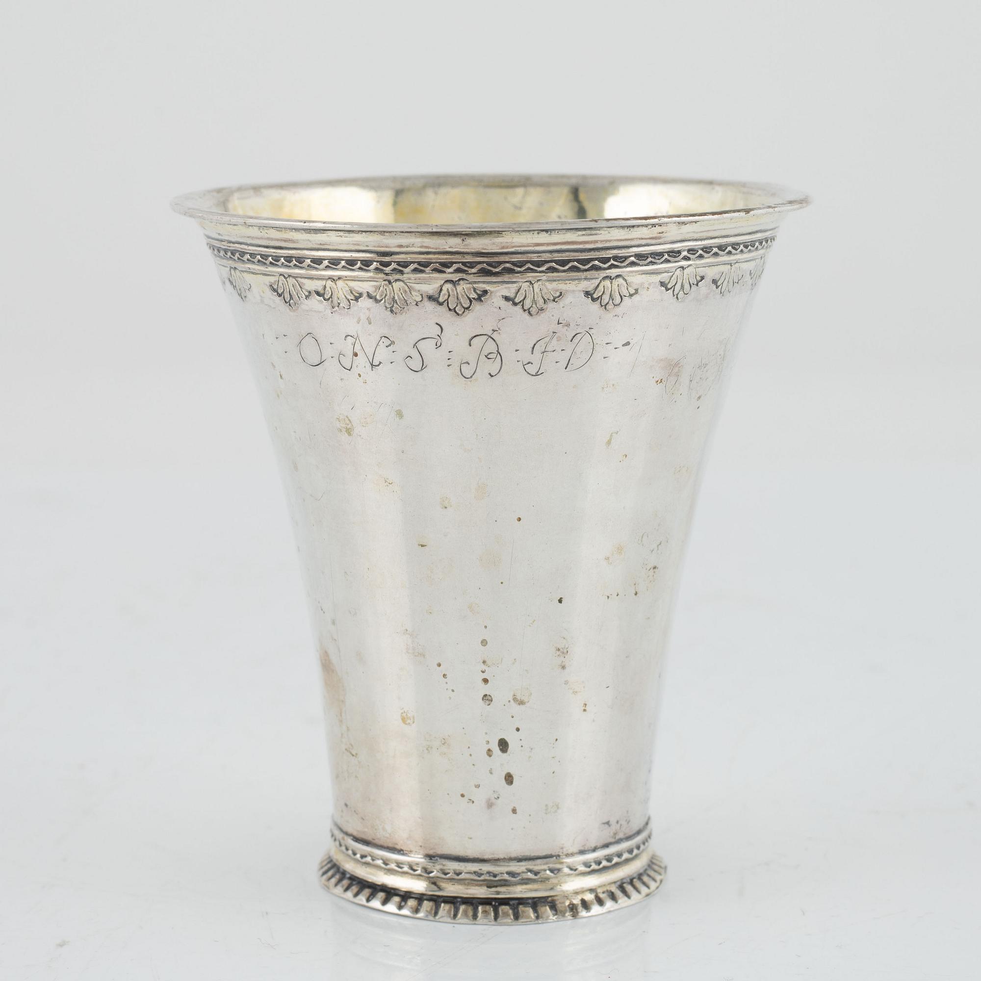 Conrad Heitmüller, bägare, silver, Nyköping 1772. Rokoko.