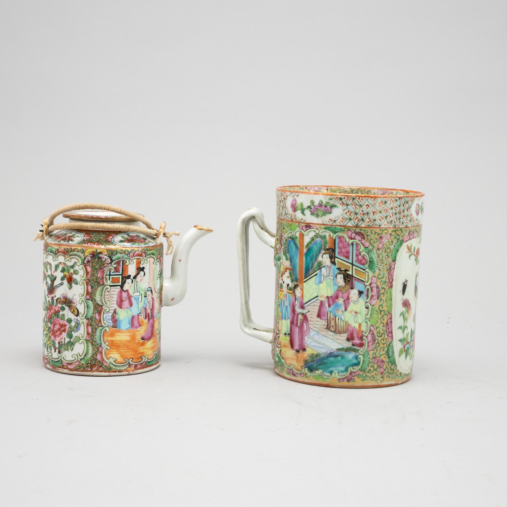 Parti porslin, sex delar, Kina, Kanton, 1800-tal samt1900-tal.