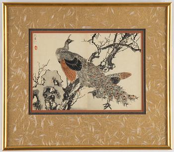 Kono Bairei, threeJapanese coloued woodblock prints, second half of the 19th century.