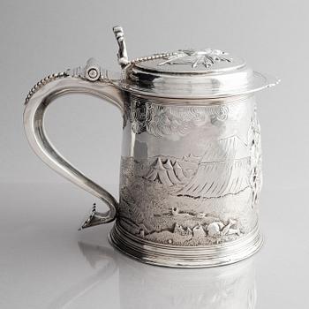 John Jackson, dryckeskanna, silver, London 1698-1699.