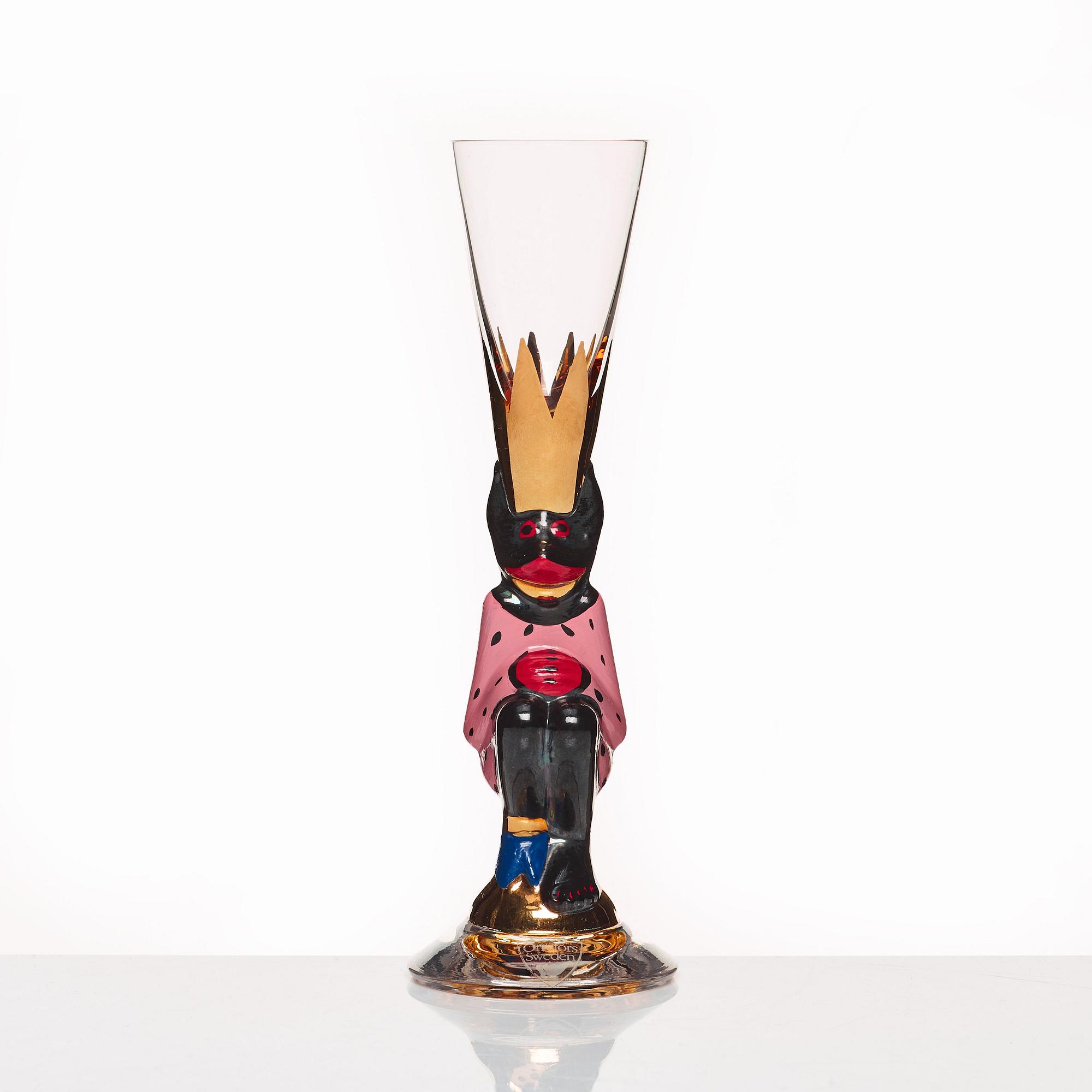 Gunnar Cyrén, a set of 18 "Devil" shot glasses, from the "Nobel" series, Orrefors, Sweden post 1996.