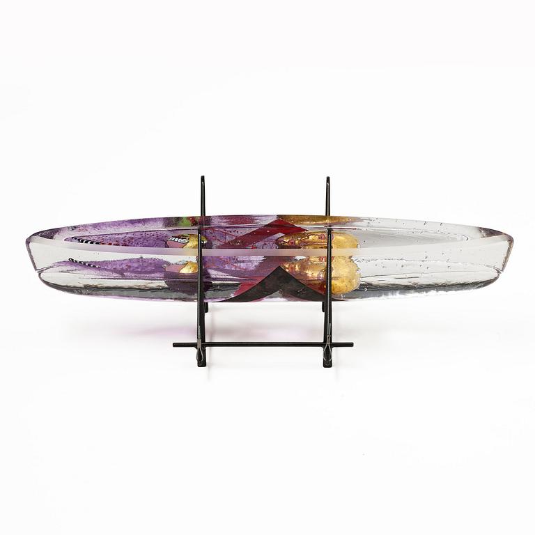 Bertil Vallien, unik skulptur, båt, "Voyage XVII", sandgjutet glas, Kosta Boda.