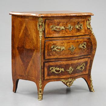 A Swedish rococo parquetry and gilt brass-mounted commode, Stockholm, later part 18th century.