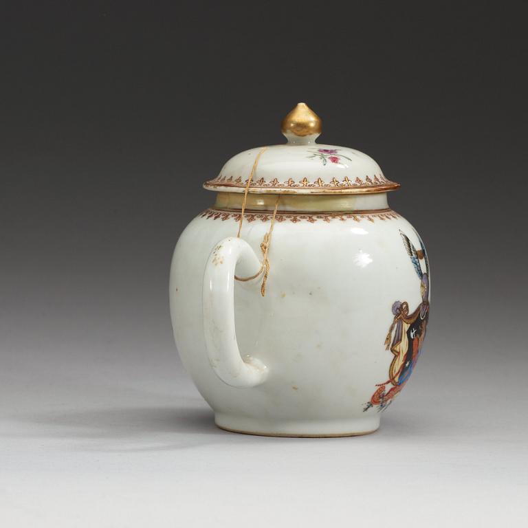 TEKANNA med LOCK, vapenporslin. Qing dynastin, Qianlong (1736-95).