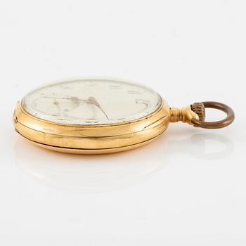 Pocket watch with chain, 18K gold.