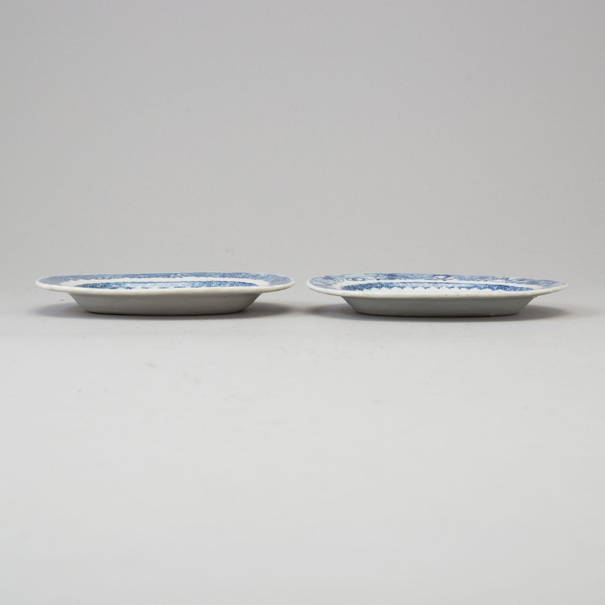 Two blue and white dishes, Qing dynasty, Qianlong (1736-95).