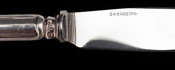 BESTICKSERVISDELAR, 48 st, silver, "Chippendale, GAB, Stockholm, 1900-talets andra hälft. Vikt 1 565 g.