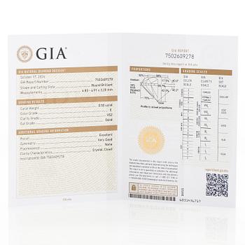 Örhängen, 14K guld med briljantslipade diamanter totalt 1.00 ct. Med GIA dossier.