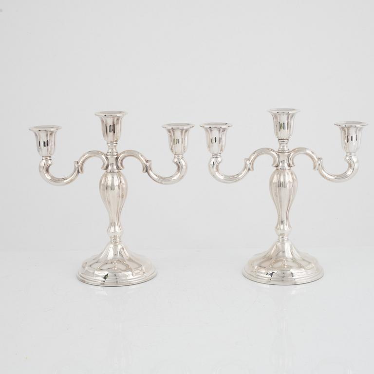 Candelabras, a pair, silver, Thorvald Marthinsen Sølvvarefabrik, Norway.