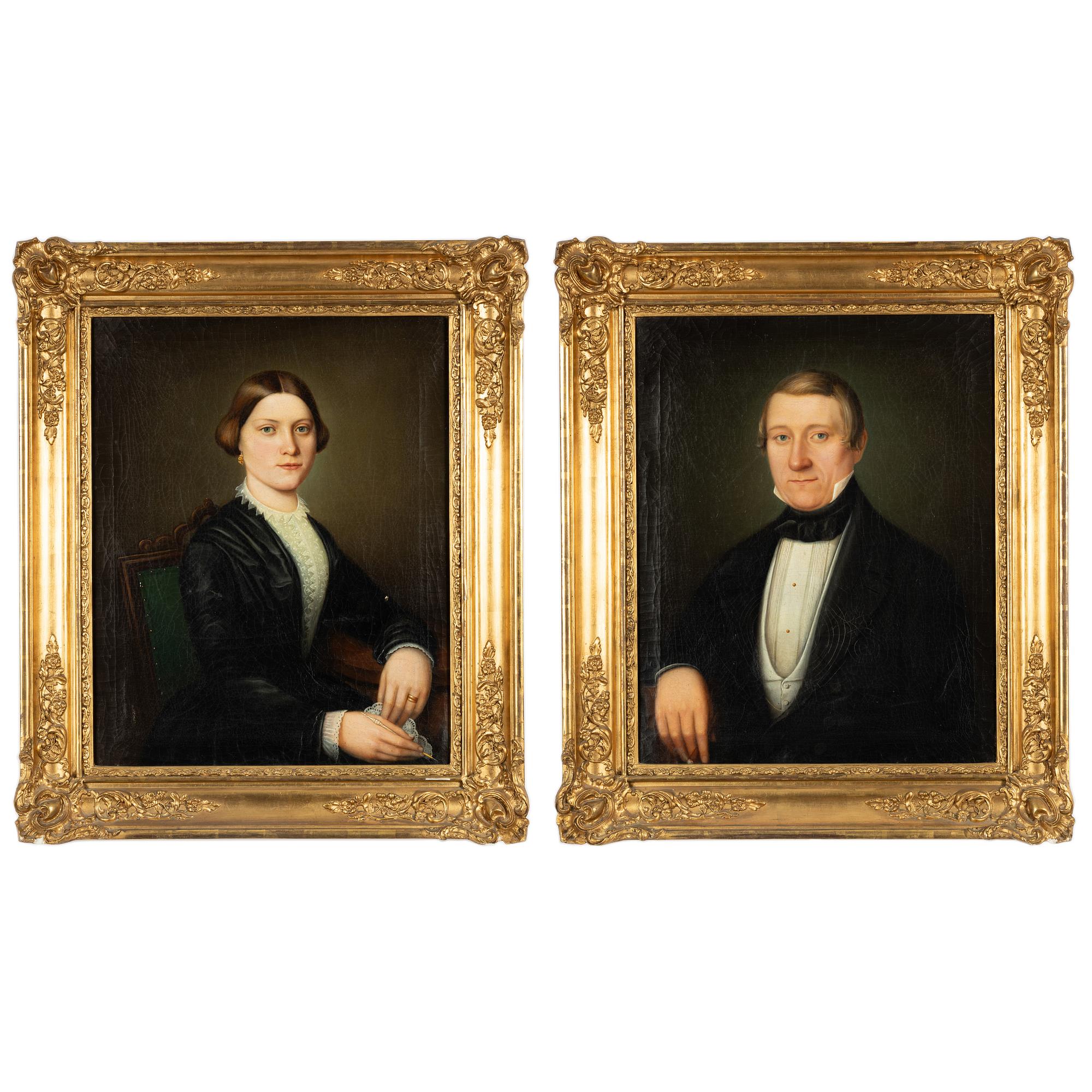 Swedish artist, circa 1850, Lady and Gentleman Portraits.