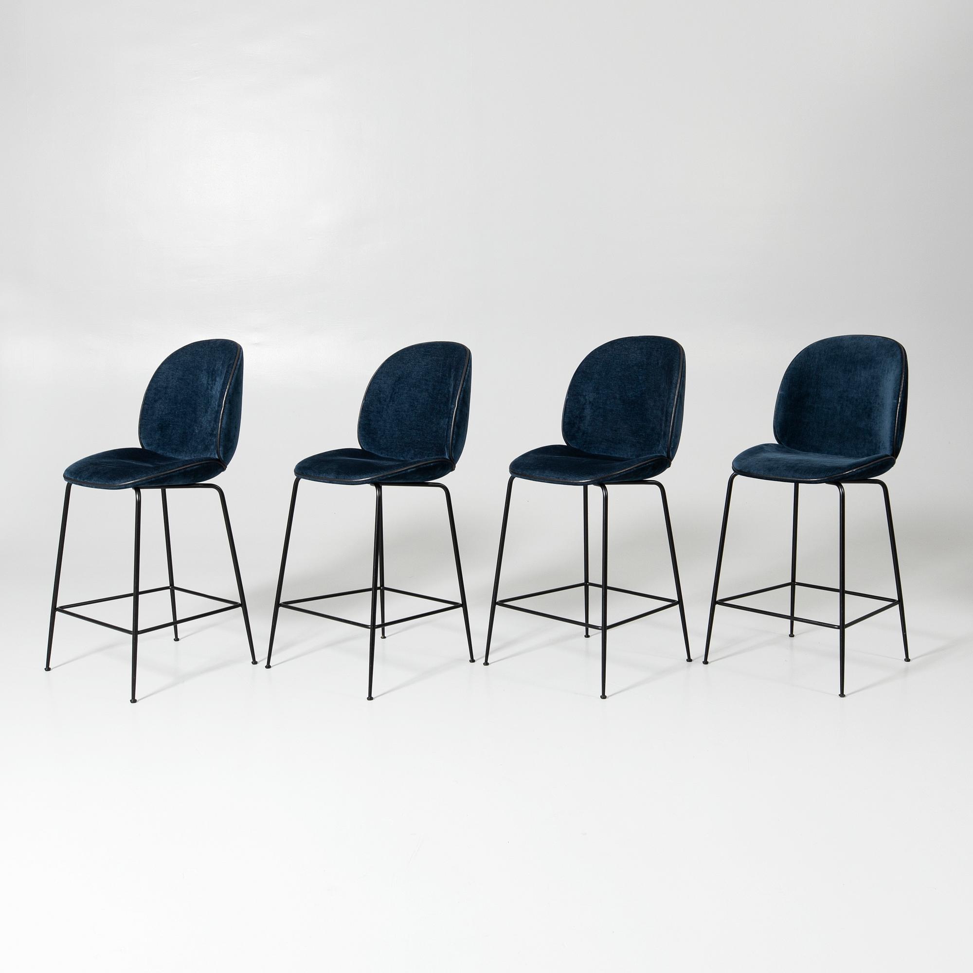 GamFratesi, barstolar, 4 st, "Bettle", Gubi, modern tillverkning.