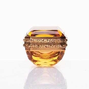 A probably English 19th century citrine and gold box.