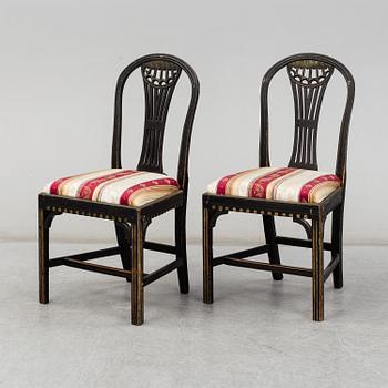 A pair of late Gustavian chairs, circa 1800.