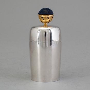A Swedish 20th century silver and gold ovoid jar and cover, mark of WA Bolin, Stockholm 1975.