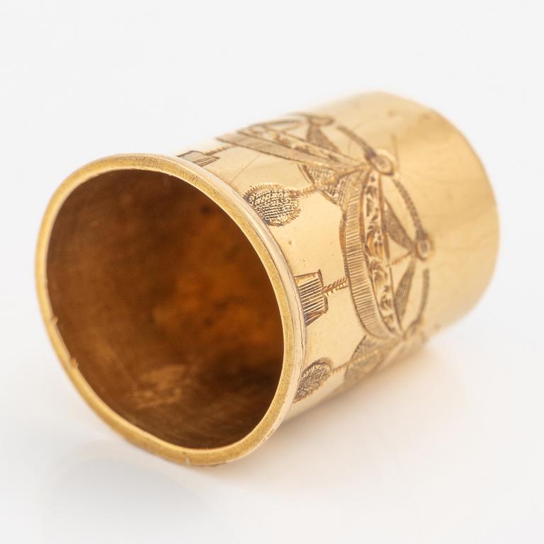 Fingerborg 18K guld med stål, Härnösand 1880.